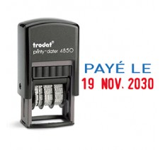 Tampon encreur Trodat complet Dateur Printy 4850 avec formule "payé le"