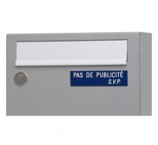 Plaque " PAS DE PUBLICITE - SVP " - Fond bleu, texte gravé blanc