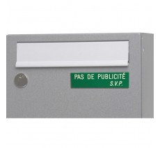 Plaque " PAS DE PUBLICITE - SVP " - Fond vert, texte gravé blanc