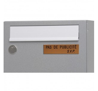 Plaque " PAS DE PUBLICITE - SVP " - Fond or, texte gravé noir