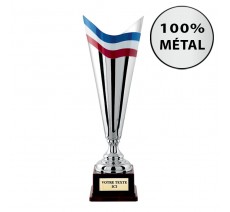 Coupe 100% métal argent bleu blanc rouge