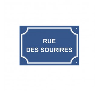 Plaque de rue humoristique en alu " Rue des Sourires"