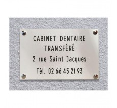 Plaque de transfert provisoire, fond blanc, texte gravé noir